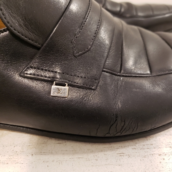Louis Vuitton Vintage Men's Leather Loafers Size 9-10 Black - Picture 2 of 13